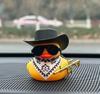 Car Duck Car Rubber Dashboard Decorations Ornament Yellow Duck With Mini Swim Ring Sun Cowboy Hat Necklace For Rubber Duck