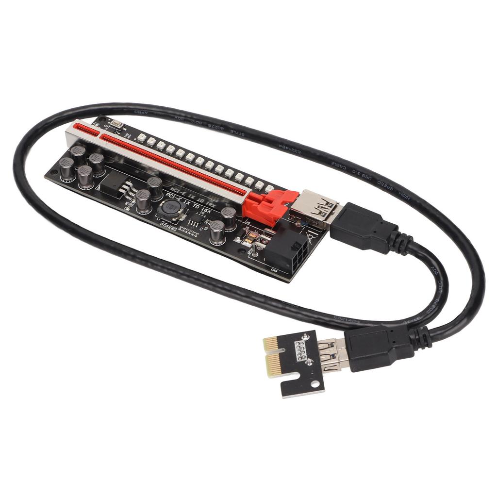 Riser-Adapterkarte 8 Excicon-Kondensatoren Mehrschichtige Abschirmung Feste Schnalle PCIE Riser 1x auf 16x Adapter