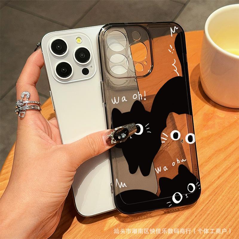 Fun Cat Compatible iPhone Protective Case: 15/16 iPhone, 11/12/13/14 Pro Max Transparent Phone Case