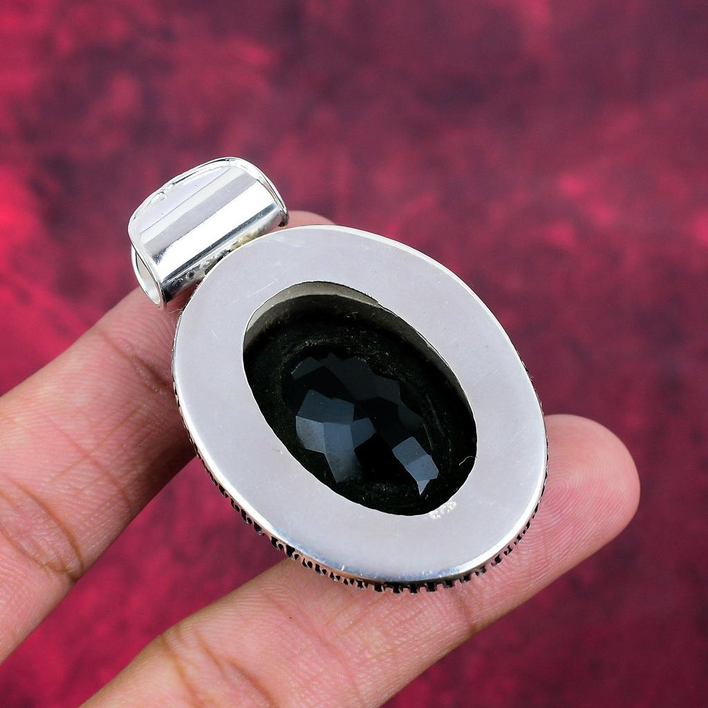 Black Spinel Pendant, 925 Solid Sterling Silver Pendant Handmade Gemstone Jewelry, Gifts For Wife Brand New Pendant