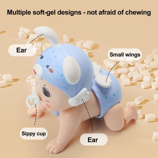 Baby Electric Crawling Doll Toy with Music Light USB Rechargeable Infant Toddler Boys Girls Interactive Walking Crawling Learning Doll Toy