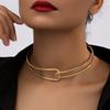 Exaggerated Punk Vintage Open Buckle Alloy Women Choker Clavicle Necklace