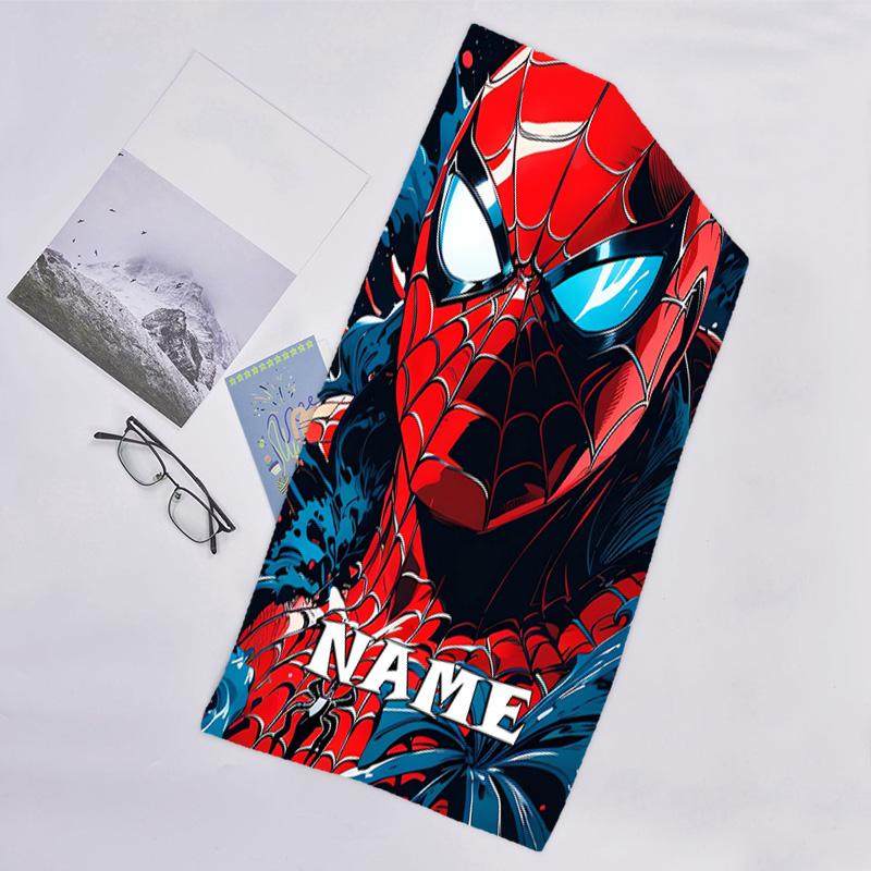 1pc Spider Man1 Beach Towel with Custom Name, Beach/Swimming/Bath/Picnic/Camping Towel, Suitable for Seaside Beaches