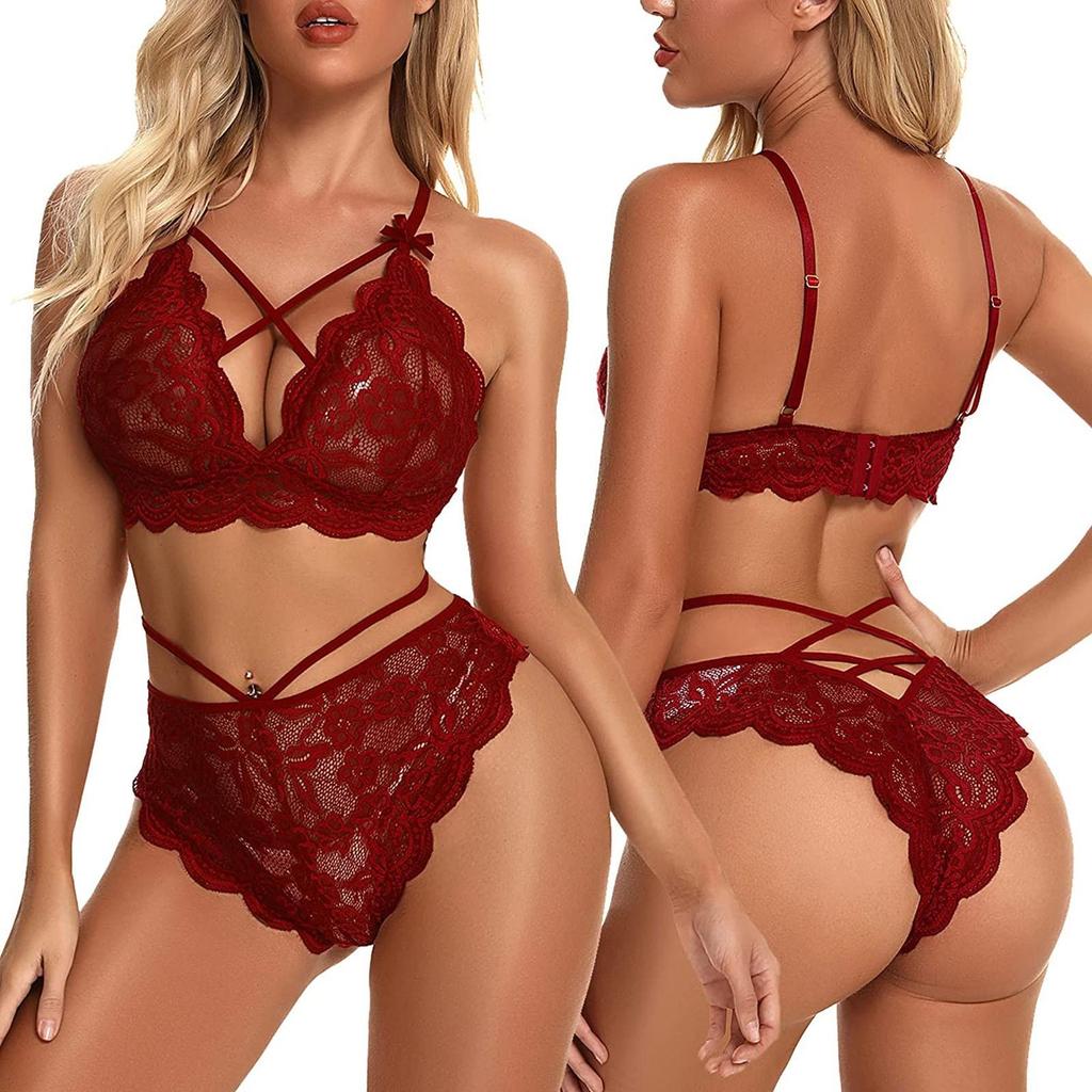 Ladies Strap Lace Crochet Cutout Teddy  Lingerie  Embroidery  Underwear