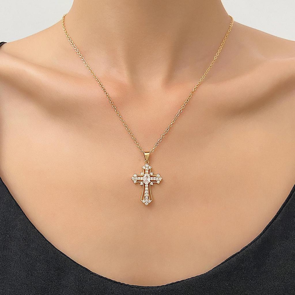 Gothic Rhinestone Cross Dangle Earrings for Women - European and American Style