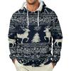 Men's Long Sleeve Christmas Print Pullover Hoodie for Holiday Party and Everyday Wear