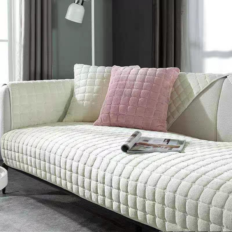 Flannel Practical Sofa Cushion, Simple and Fashionable Plush Cushion, Thickened Flannel Sofa Towel for All Seasons
