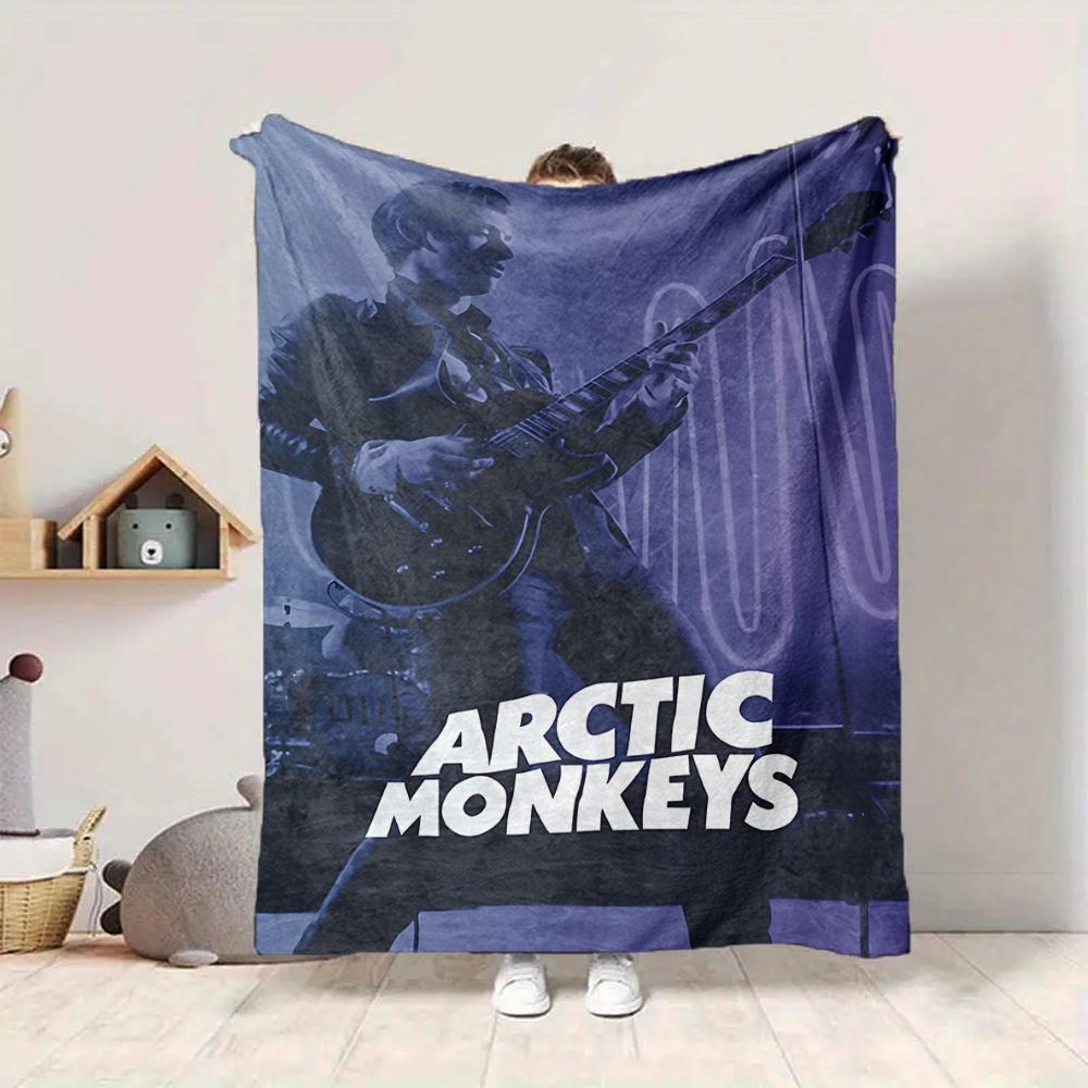 1Pc Arctic Monkeys Live Performance Flannel Blanket, Soft And Comfortable, Casual Warm, Camping Travel, Christmas, Halloween Xmas Gift. G1288