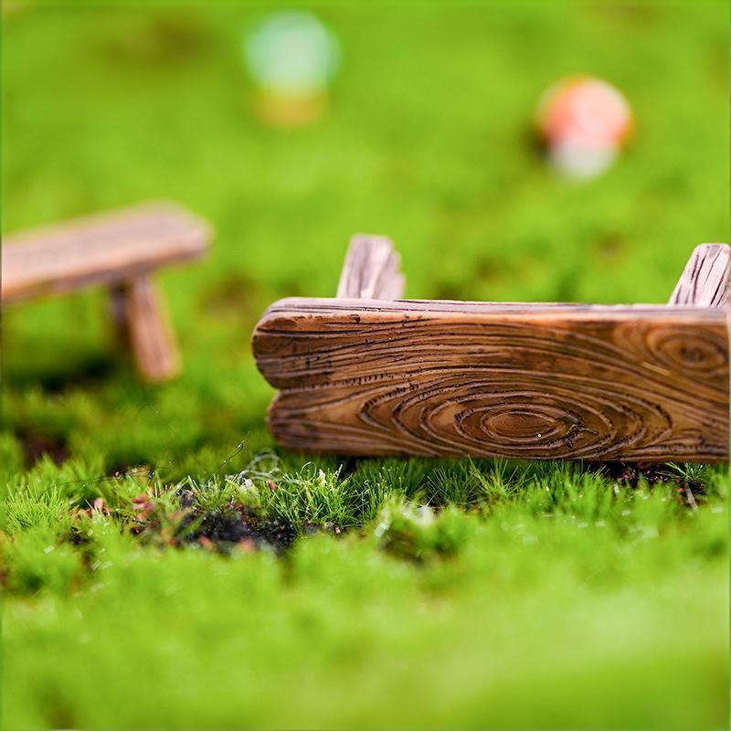 2 Pièces Mini Chaise Tabouret en Bois Miniatures Jardin de Fées Décor Banc de Couple Figurine d'Action Maison de Poupée Bricolage Accessoires