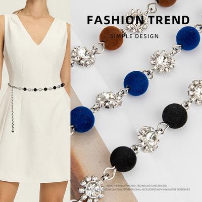 Trendy and Fashionable Rhinestone Ball Decorative Waist Chain Women's Dress Jeans Y2K Decorative Women's Belt