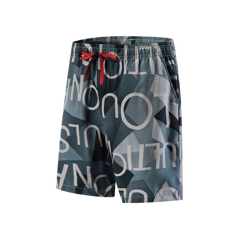 Summer Men s Brushstroke Print Casual Shorts Elastic Waist Drawstring Beach Shorts M