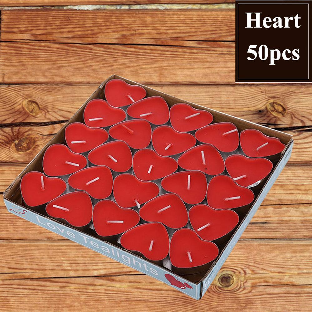 50pcs/set Tea Wax Candle Birthday Wedding Party Candle Candlelight Dinners Candle Romantic Decorative Candles In Aluminum Cups