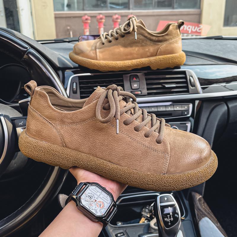 Fashion High Quality Men's Genuine Leather Shoes Classic Comfortable Flat Sneakers Male Walking Vulcanize Shoes New Skateboard Footwear