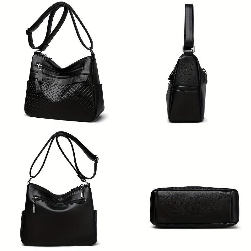 Casual Women's Crossbody Bag with Stripes, PU Leather, Tassel Detail, Lightweight, Removable Strap