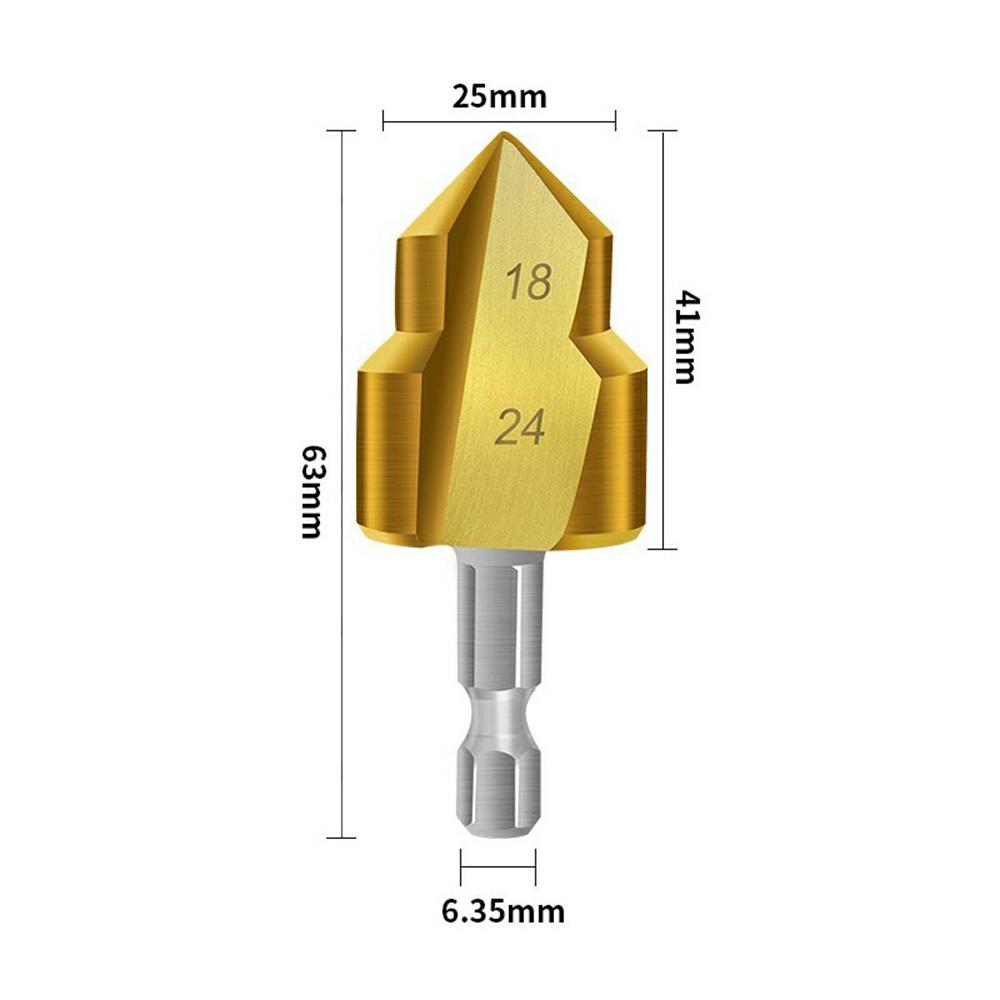 3 Flute 25mm HSS Hex Shank PPR Pipe Reamer Drill Bit Step Drill Hole Opener for Water Pipe Expansion