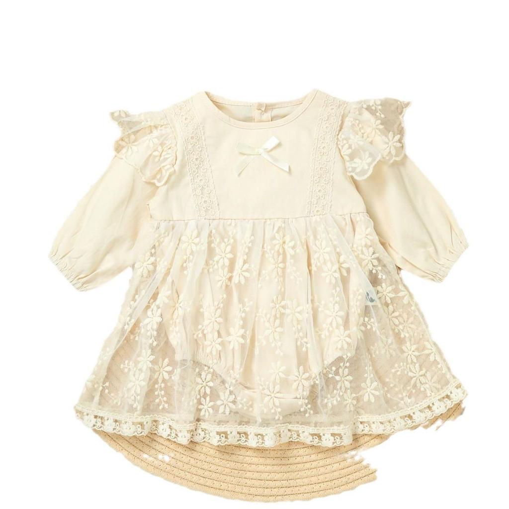 Tuta in pizzo con balze a manica lunga per bambina - Primavera/Estate 2025