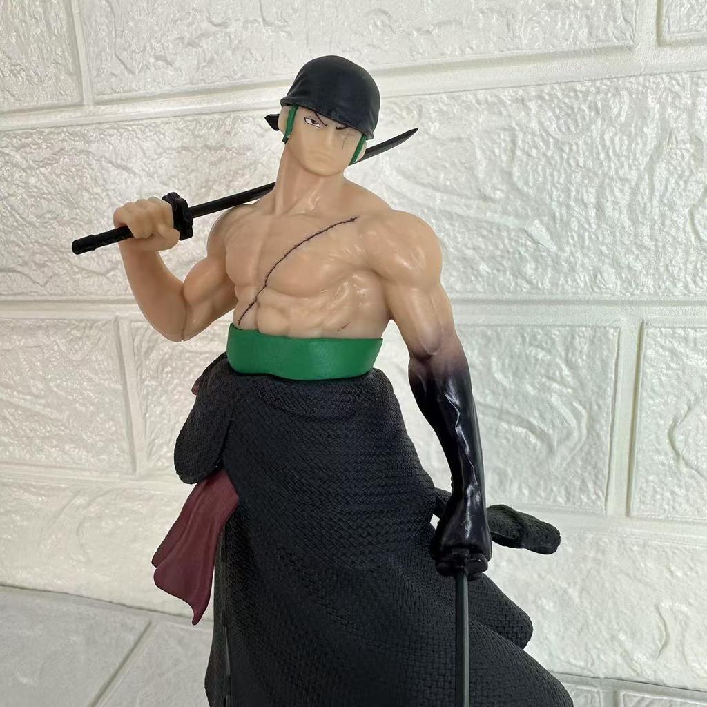 23cm Anime One Piece Carrying Knife Roronoa Zoro Interchangeable Heads PVC Collectible Statue Model Figure Ornament Gifts