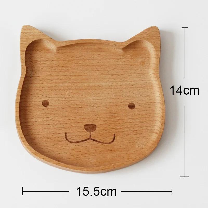

Деревянная мини-тарелка в форме мультяшного кота и медведя, столовая посуда из бука, фруктовое десертное блюдо, украшение для кухонного стола, тарелка для закусок Cat