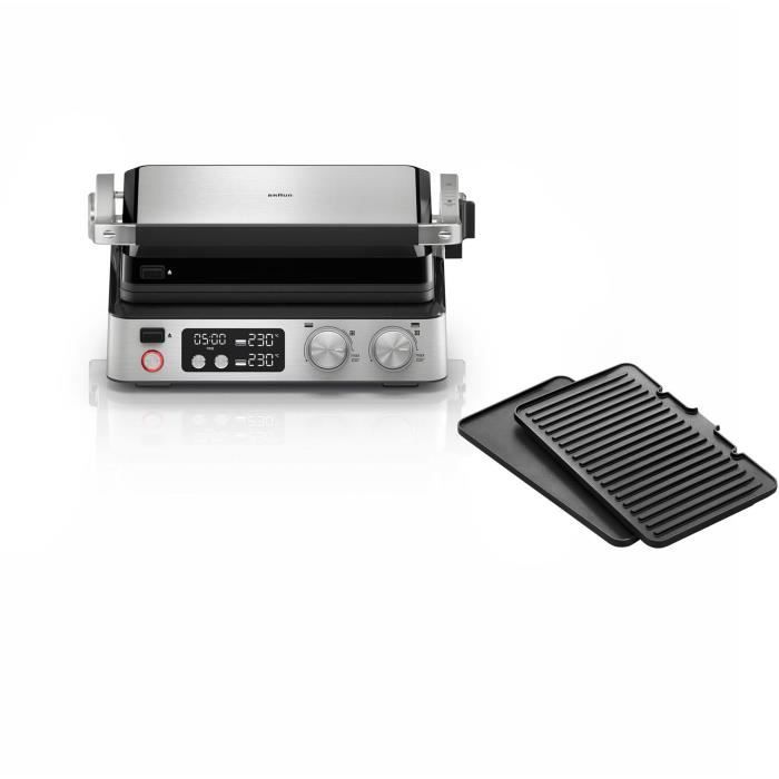 Multifunktionsgrill - BRAUN - Multi Grill 7 - 2000 W - 3 Heizpositionen - Schwarz / Stahl