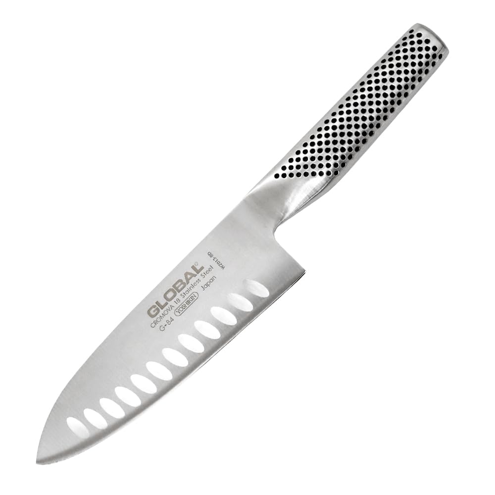 GLOBAL Santoku Knife Set All Stainless Made In Japan GST-B84 (16cm Grooved) - Steel,