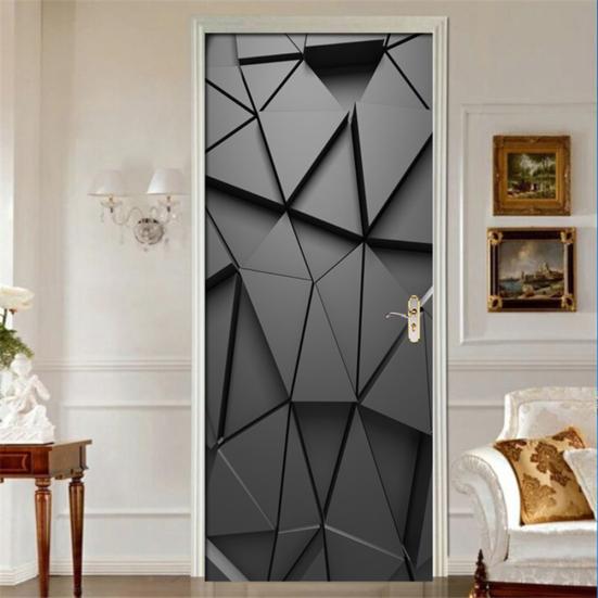 3D Geometric Waterproof PVC Door Wall Sticker Home Living Room Art Decor Decal