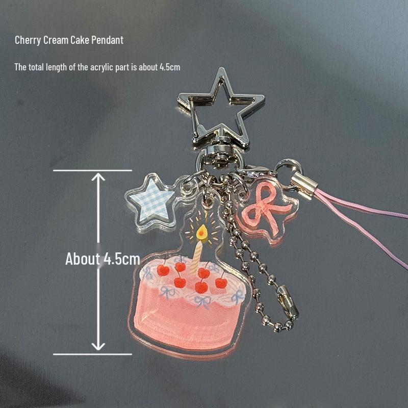 Cai Cai Xuan Peach Parfait/Cake & Cherry Cream/Strawberry Acrylic Pendant Clip Journal
