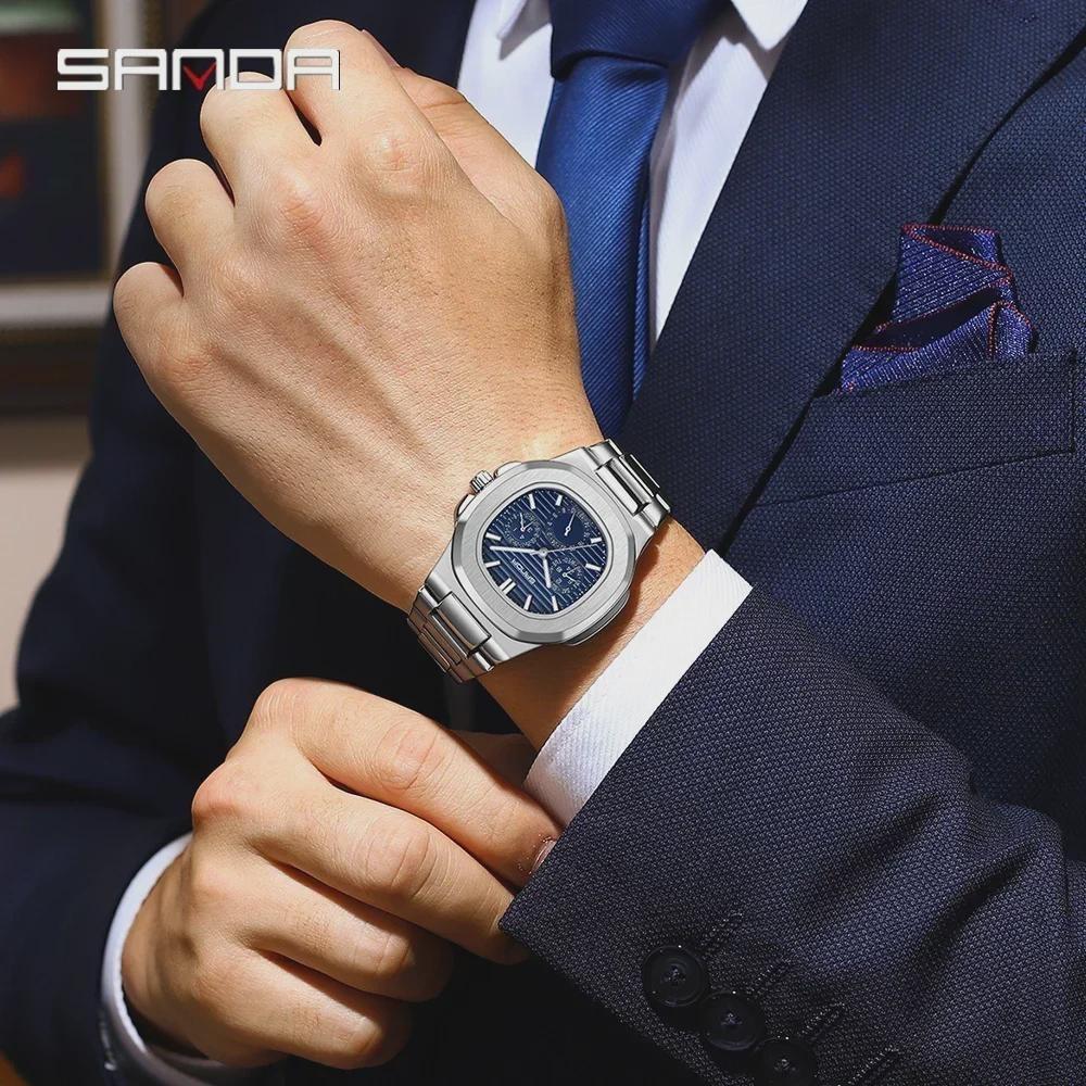 Luxury Business Men's Quartz Watch Waterproof Luminous Three Pin Six Hole Timer Fashion Men's Clock