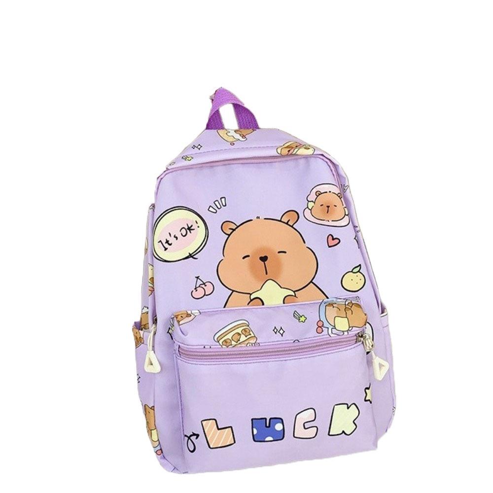 Thickened Capybara Backpack Nylon Children School Bag Cartoon Animal Daypack Unisex