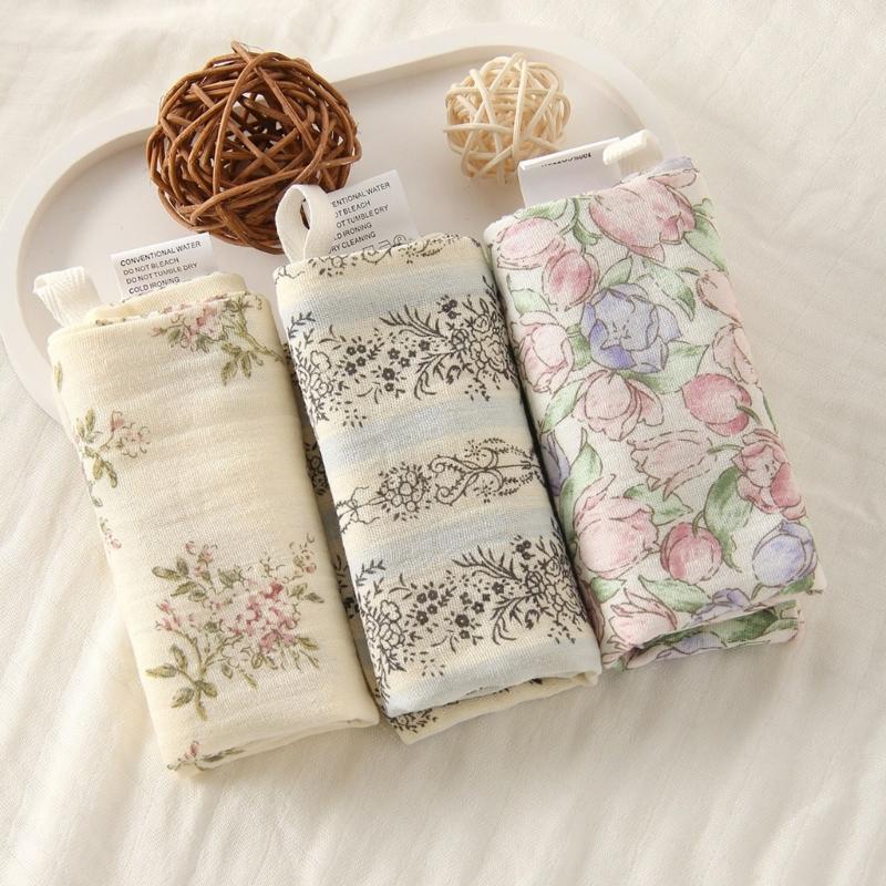 3PCS Cotton Handkerchief Face Towel 4-Layer Gentle and Absorbent Drooling Bib Mouth Wipe Cloth for Bathing and Feeding