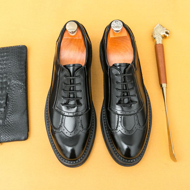 Fashion Men Business Formal Leather Shoes Black Brown American Casual Comfortable Elegant Fashionable Retro Leather Shoes Banquet Shoes