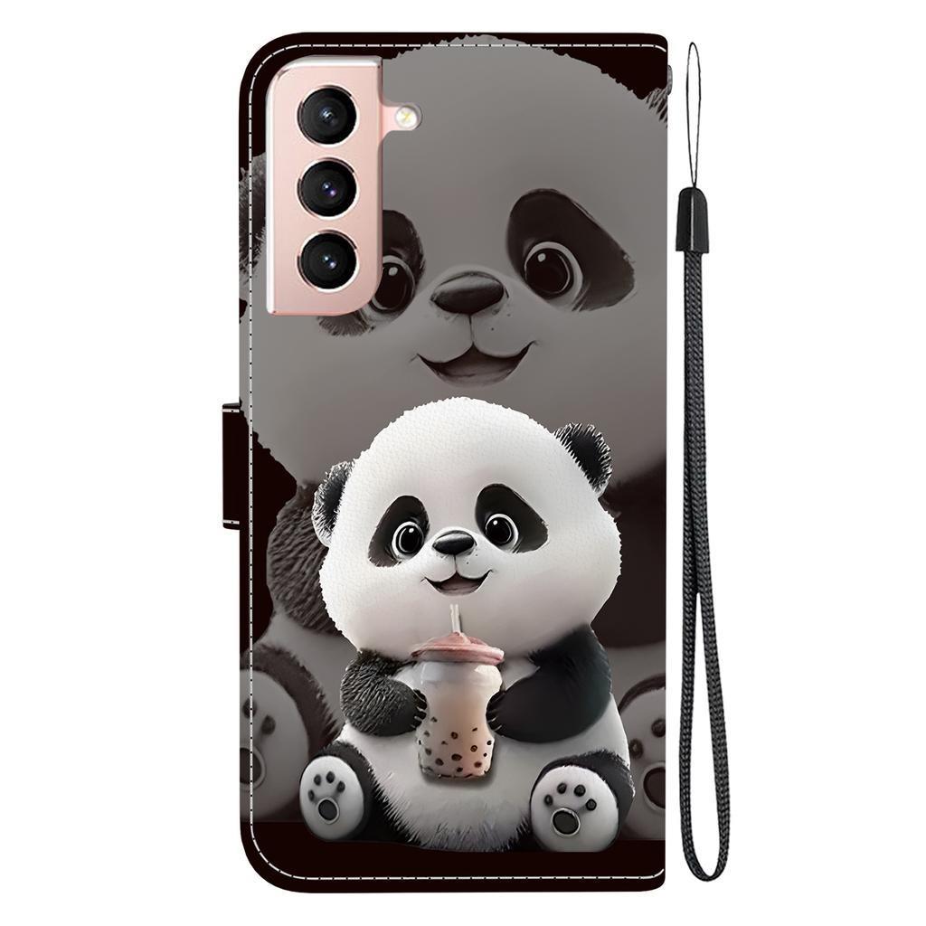 Handmade PU Leather Flip Case for Samsung Galaxy S22+/S22 Plus (SM-S906B) Anti-Slip Shockproof Cover with Wrist Strap & Heart/Rose Cat Designs