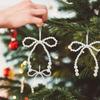 6pcs Hand Woven Imitation Pearl Bow Bouquet Pearl Christmas Decoration 2025 Xmas Holiday Navidad Natal New Year Gift 2026
