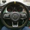 CARDAK Schwarzes Wildleder Leder Auto Lenkradbezug für Volkswagen Golf 7 MK7 GTI R VW Polo Scirocco 2015 2016