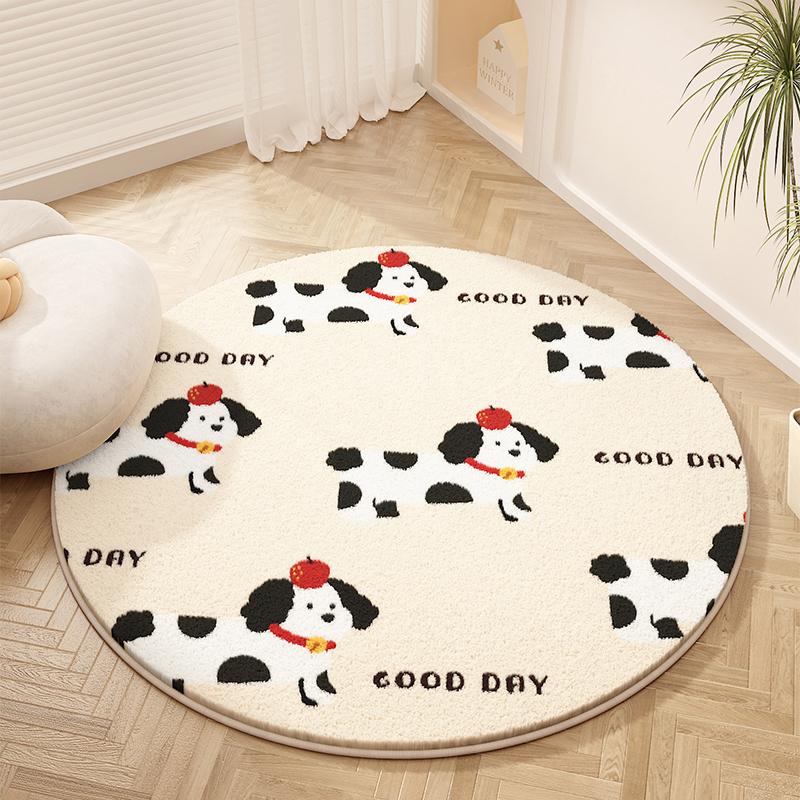 Cartoon Style Bedroom Decor Carpet Cute Round Carpets for Living Room Fluffy Soft Bedside Rug Thicken Plush Children's Floor Mat