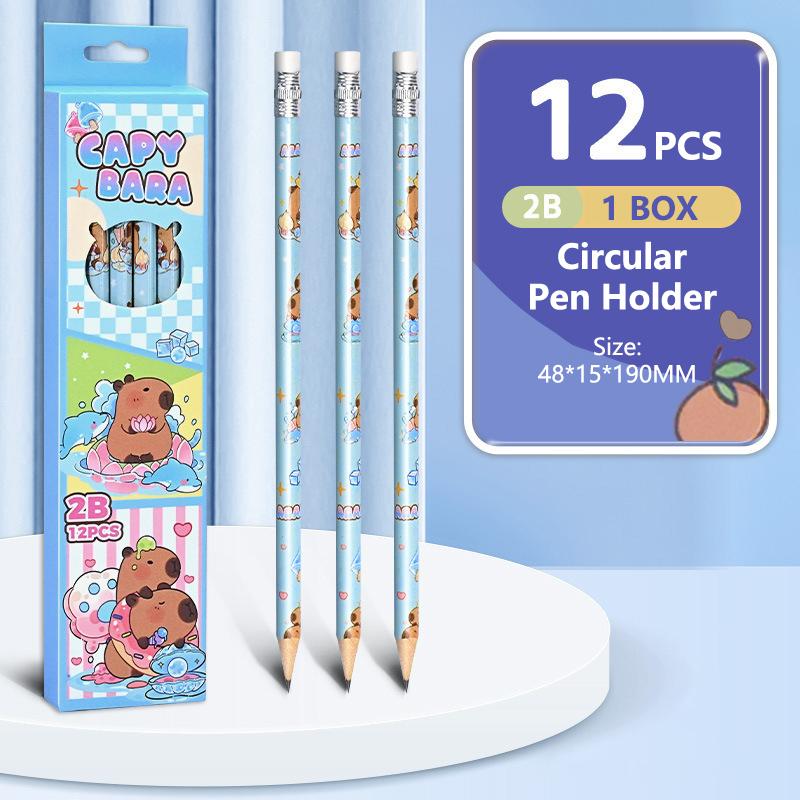 12 Τεμ. Καρτούν Χαριτωμένο Ξύλινο Μολύβι 2Β με Γόμα Εργαλείο Γραφής Σχεδίασης Στυλό Σκίτσου Σχολικό Είδη Γραφείου Μαθητικά Σταθερά Δώρα