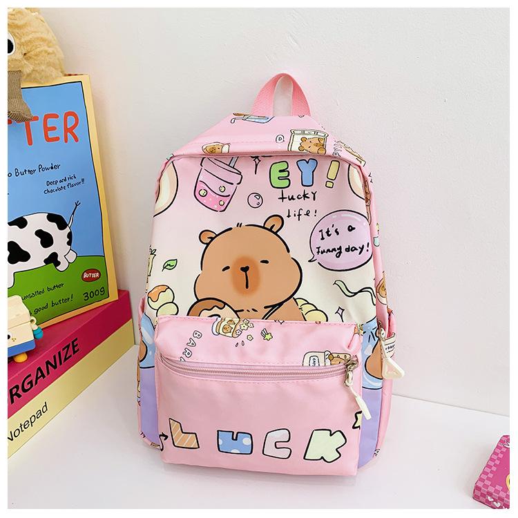 School Bag Kapibara Cute Printed Backpack Girl 2-6 Years Old Small School Bag Backpack