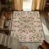 Tapete Floral Tradicional Turco Boho Chic Lavável Antiderrapante Grande Área Desgastada para Decoração de Sala de Estar Quarto