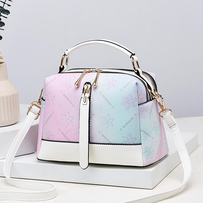 Small Crossbody Bags for Women Classic Double Zip Top Handle Satchel Bag Shoulder Purse Color-Block Cell Phone Purse for Women Mini Top Handle Handbag