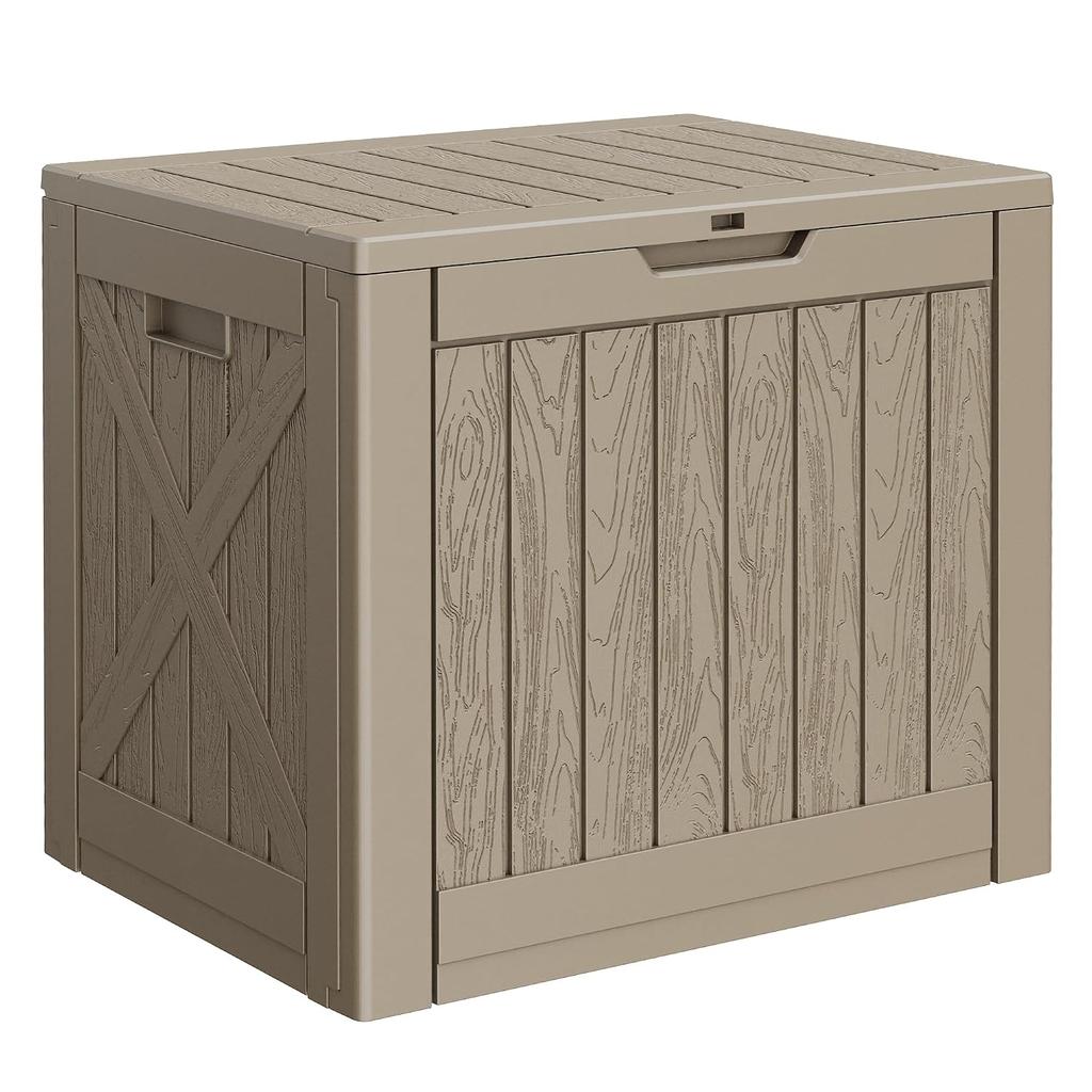 Alebert Outdoor Storage Shed 150L Large Capacity Waterproof Balcony Stacker Container Box Warehouse Bench Suitable Garden Yard Stylish Width 62Depth