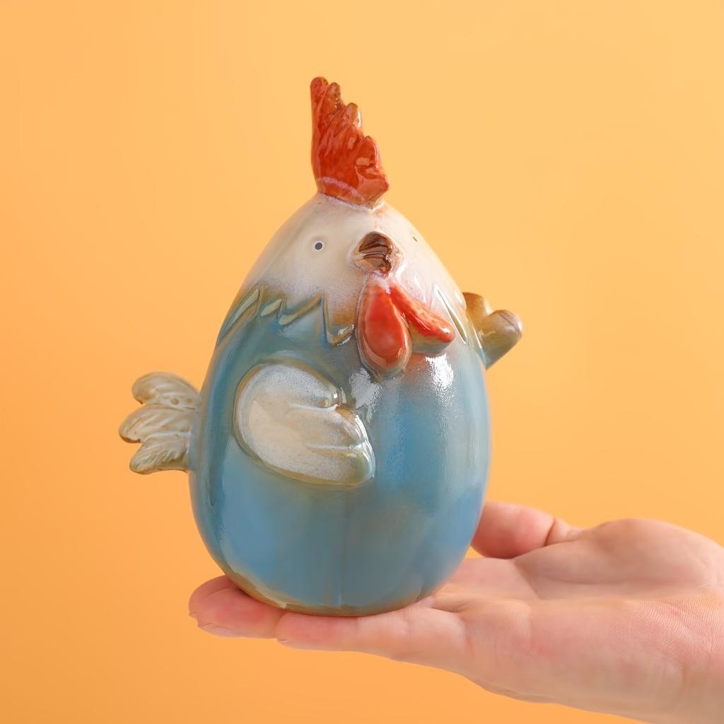 Charming Cartoon Chicken Ceramic Storage Jars , Colorful, Playful Design with Red Comb ,Wattle, Ideal for Kitchen, Office, or Terrace Decor
