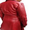 Noora Leather Red Trench coat women , Motar Biker Leather long coat ,  Lamb Leather Jacket, Handmade Jacket , Vintage Lambskin Leather Coat