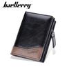Y Wallet Men's Short Style European American Retro Multi Card Buckle Ticket Clip Splicing Leather Fashion Zipper