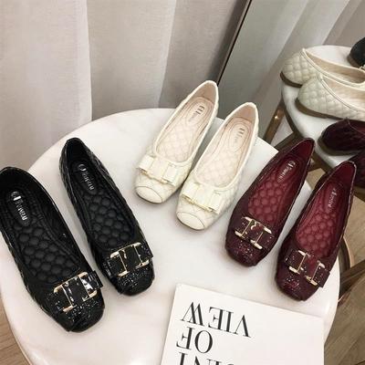 Frühling und Herbst 2025 neue Doudou Damenschuhe Lackleder Einzelne Schuhe Casual Schuhe mit eckiger Spitze Fuß Flache Schuhe Damen Mutterschuhe Tide