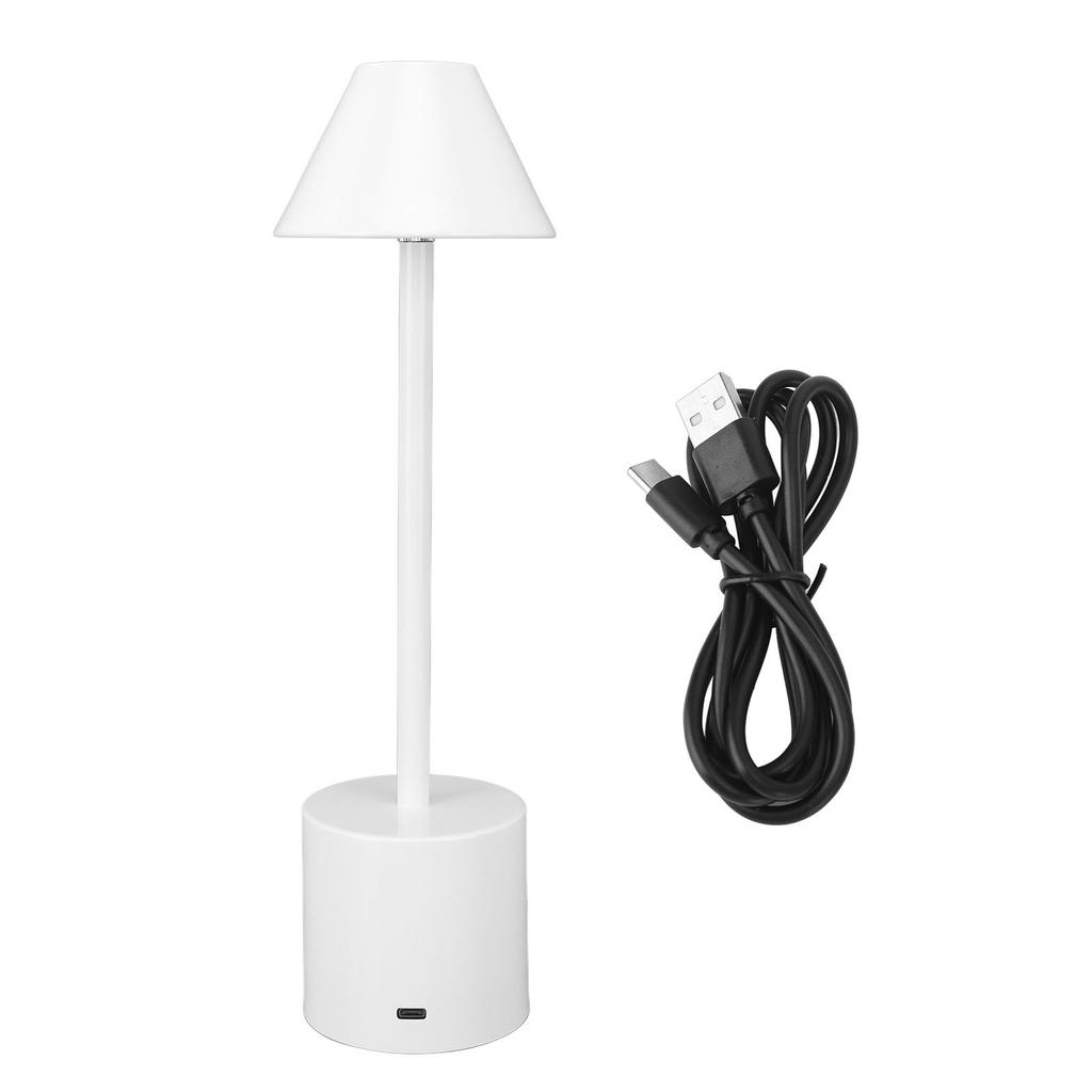 LED Table Lamp 3 Color Modes Dimmable 2000mAh Type C Charging Portable Cordless Metal Desk Light for Bedside Room White