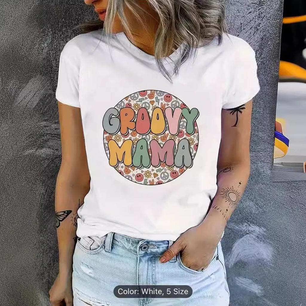 Summer Round Neck Printed Top Fashionable Casual Cute Short Sleeved Women's Pure Cotton T-shirts