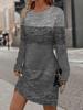 Spring and autumn round neck contrasting long sleeved casual and comfortable dress
