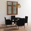 Día Y Noche - Día Y Noche Garden Dining Set 5 Pieces Black Synthetic Rattan