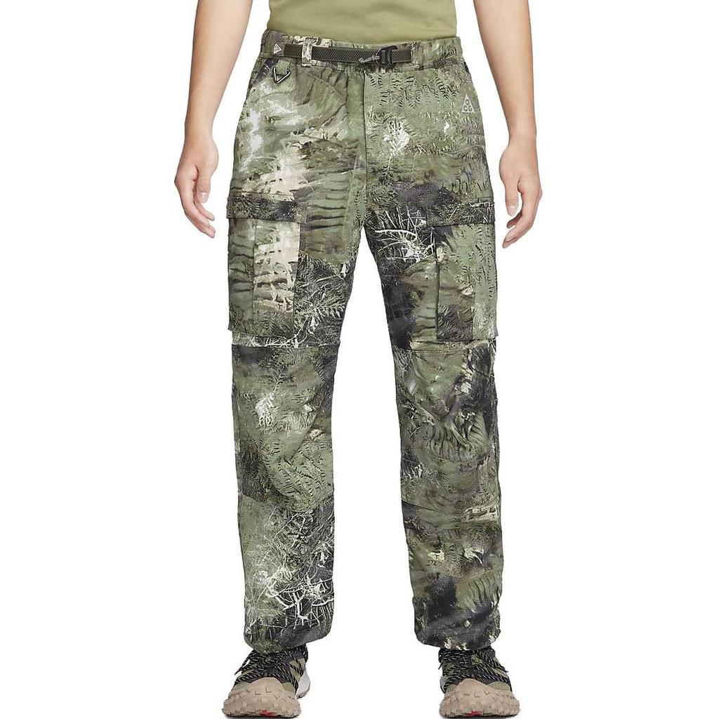 Nike Acg Smith Summit Cargo Print Pants With Multiple Pockets Men Bottoms Olive-Green FB8200-386