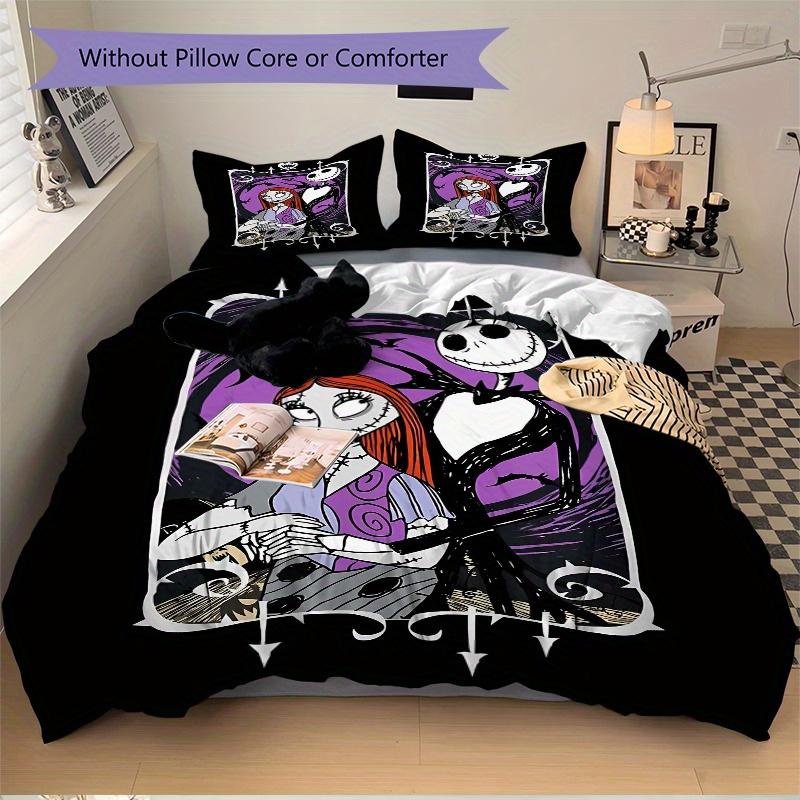 3pcs Jack and Sally Disney Bedding Set Includes 1 Quilt Cover and 2 Pillowcases, Comfortable Bedding F049