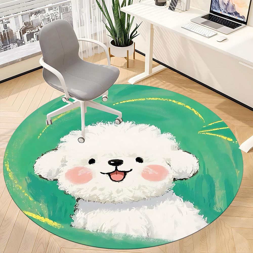 1pc Puppy Pet Office Round Area Rug,  Mat Suitable ForOffice, Under Office Chairs Bedroom Living Room Home Decor, Room Deco